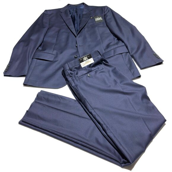 Joseph Abboud JOE Men's 47L Blue Wool 2 Piece Suit 41W Pants Unhemmed Solid NWT - Picture 1 of 16